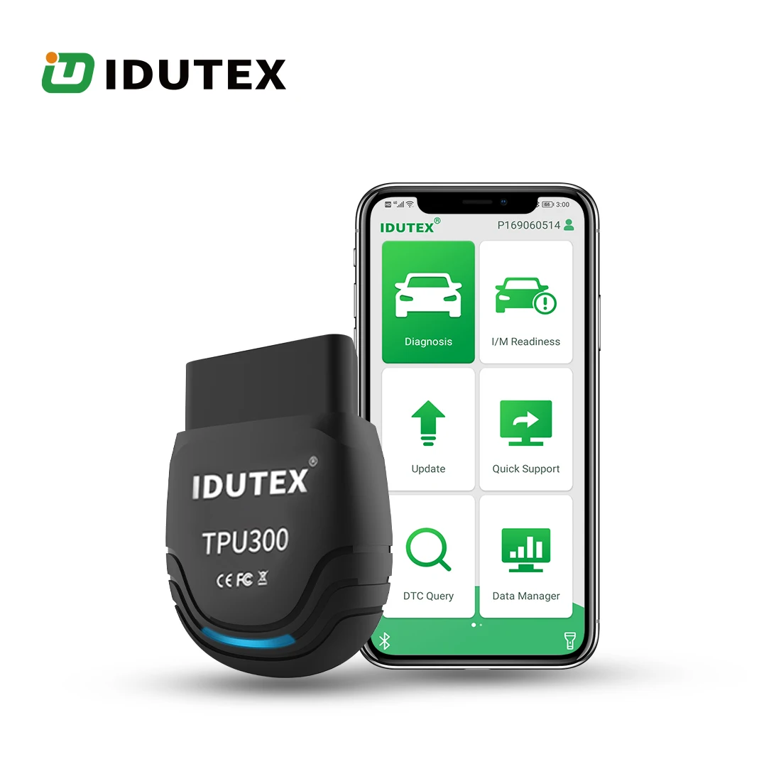 Idutex TPU-300 bluetooth obd2 scanner using with mobile diagnostic tools software with J1708 J1939 protocol