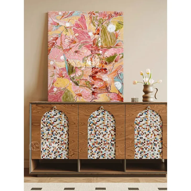 *-For Cream Wind Abstrat Magnolia Pink Flower Hand Painted Oil Painting Bedroom