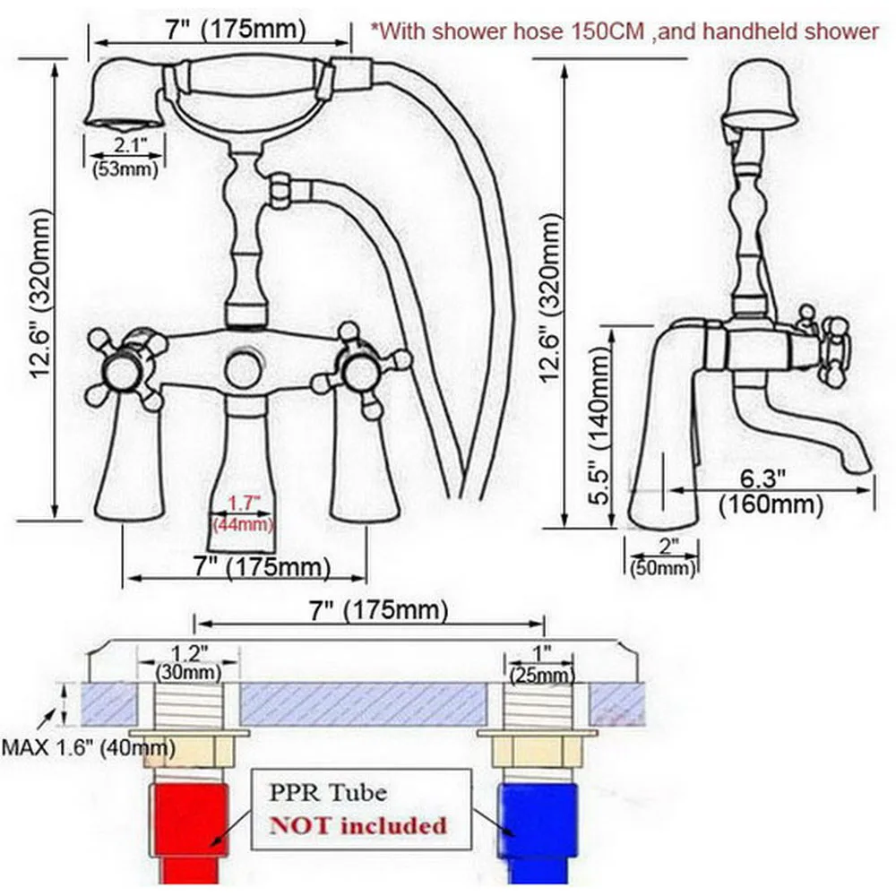 Imagem -02 - Torneira Vintage para Banheiro Pia com Misturador e Torneira de Mão para Banheira Ztf018