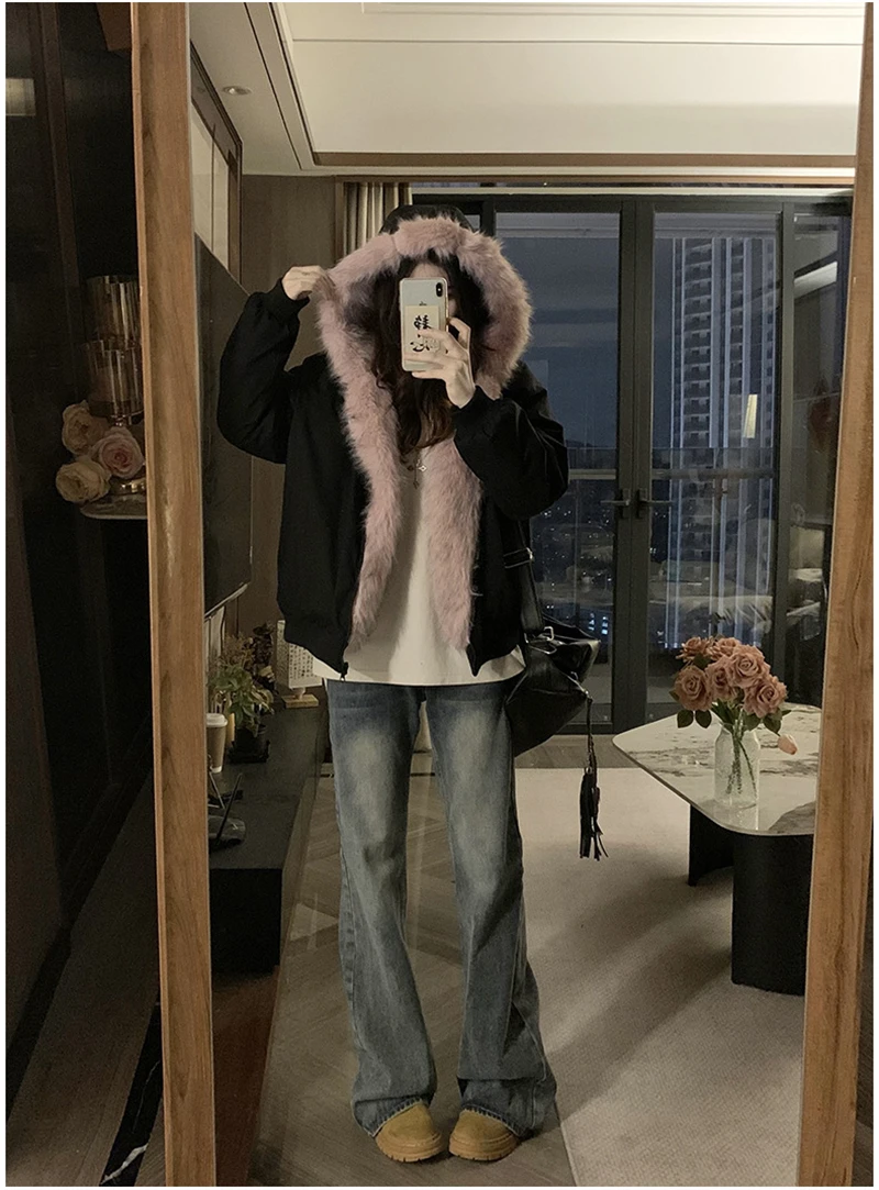 Two-sided Wear Imitation mink velvet Fur Hooded Cotton Padded Jacket Fashion New Winter Jackets Women's Short Loose Coats Trend 132 S9cca656551d945dc96a2cc18fa16a34fi