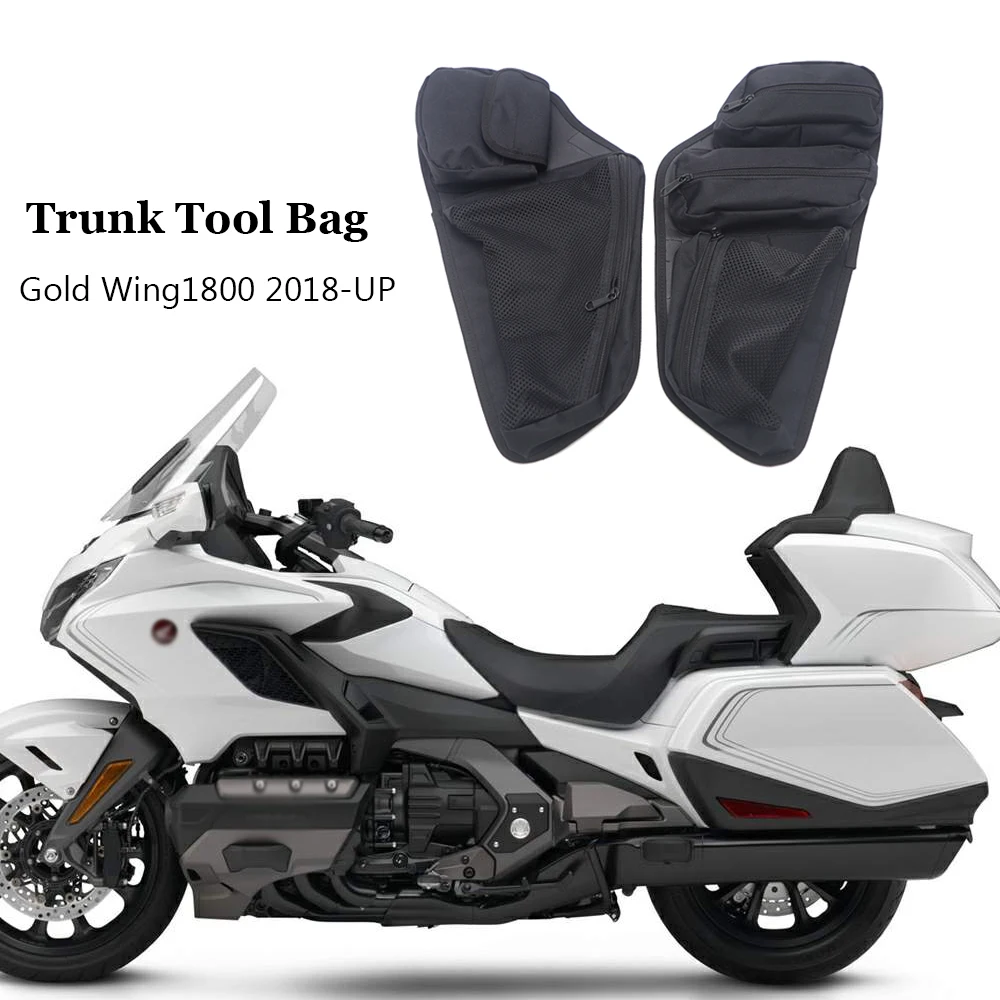 Motorcycle Accessories Pair Black Trunk Lid Organizer Bag Tool Bags Case For HONDA GOLD WING 1800 GL1800 F6B 2018-2023