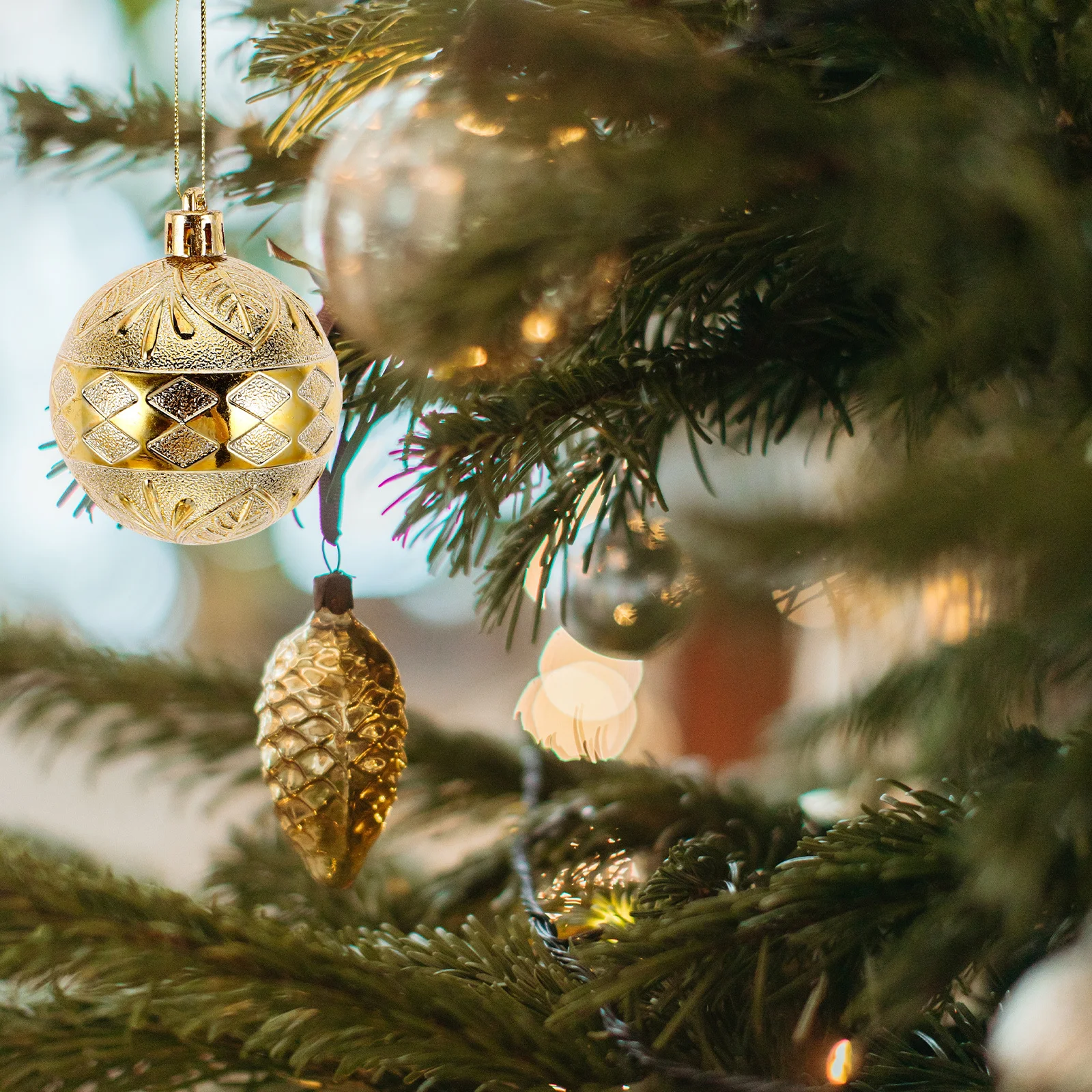 

6Pcs Christmas Tree Ornaments Xmas Pendant Shatterproof Unbreakable Plastic Festive Holiday Decor Xmas Tree Ornaments