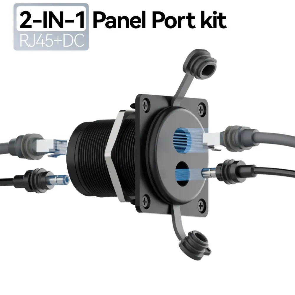 Prise murale double passage en aluminium pour Starlink Gen3 RJ45 CAT6 Ethernet femelle-femelle, prise de panneau étanche DC