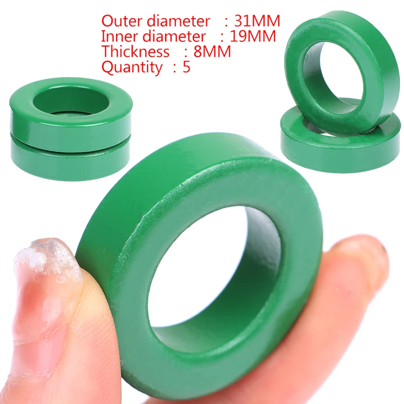 5pcs High Conductivity Green Ferrite Core Ring Anti-interference Filter Inductor Accessories 31*19*8mm