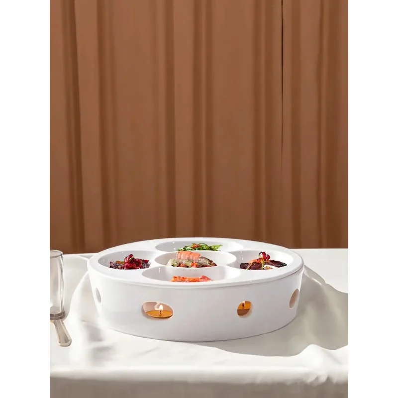 Agritainment Five Flavors Platter Brine Chinese Plate Hot and Cold Dishes Pure White Specialty Soil Restaurant Heating Tableware