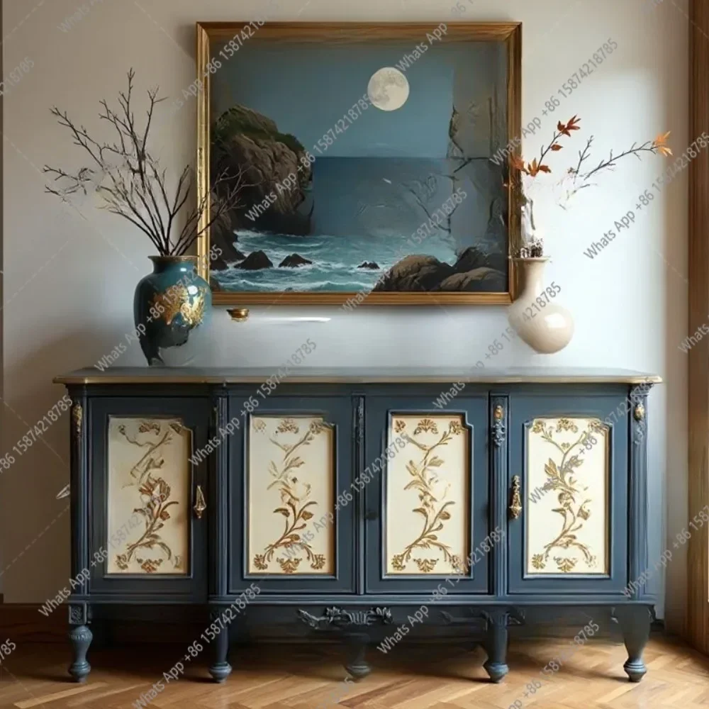 XX XS French Vintage Solid Wood Painted Entryway Cabinet, Living Room Decoration , Storage Cabinet, Display Cabinet, Storage