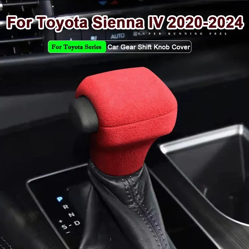 

For Toyota Sienna IV 2020-2024 Car Gear Shift Knob Cover Collars Protector Suede Gear Shift Knob Cover Decoration Accessories