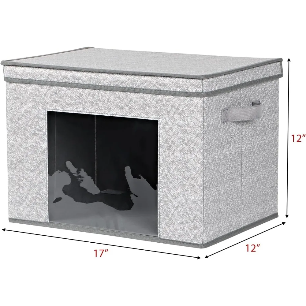 مكعبات تخزين قابلة للطي مع أغطية - مجموعة مكونة من 4 قطع، حاويات تنظيم صناديق تخزين كبيرة من القماش للمنزل والمكتب #2