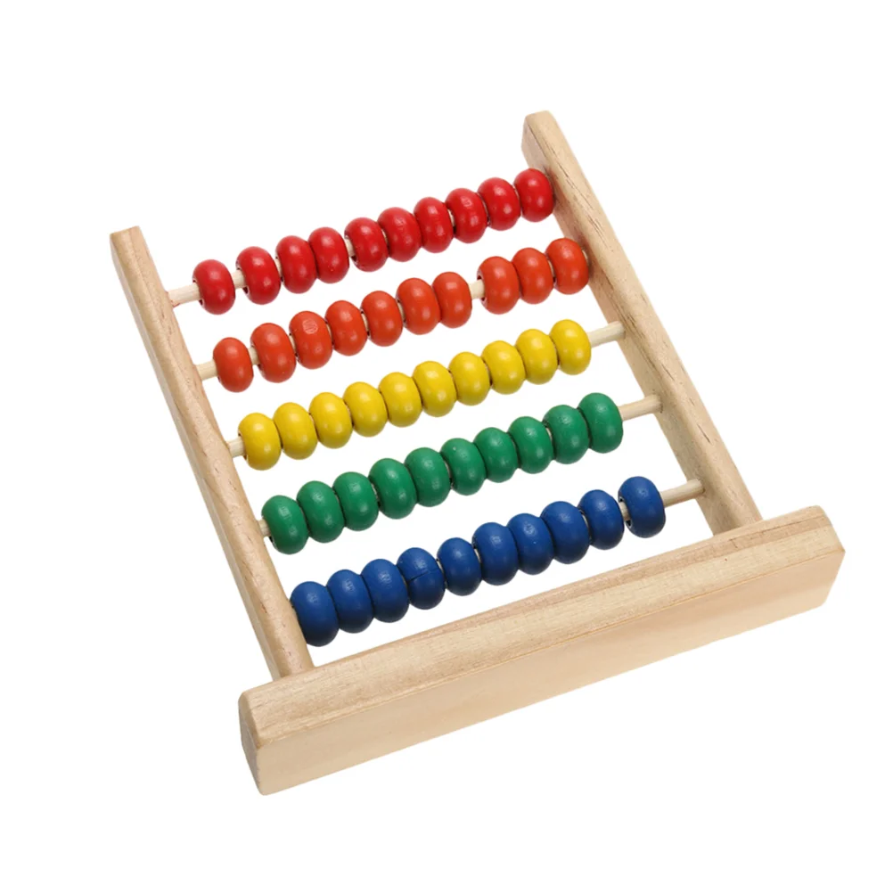 5 Rows Math Abacus Kids Educational Intelligence Bead Wooden Counters Toy Toys Bamboo Child