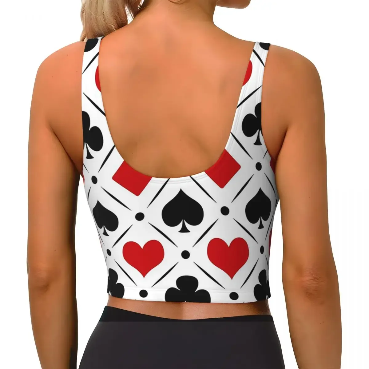 Custom Playing Card Suits Symbols Women Sports Bras High Impact Vest Gym Workout Yoga Crop Tank Tops
