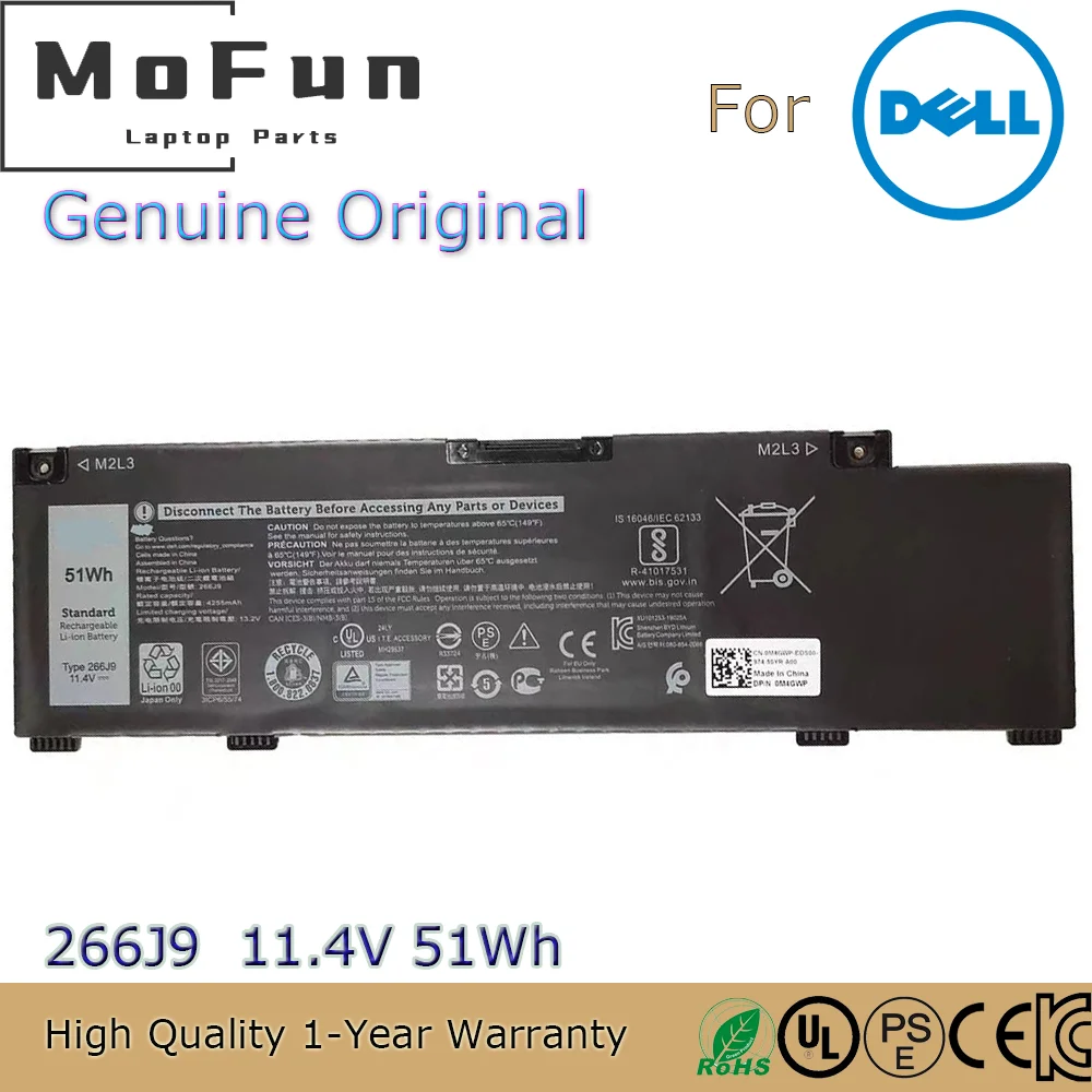 Brand New Original 266J9 11.4V 51Wh Laptop Battery for Dell Inspiron 5490 G3 3500 3590 G5 5500 5505Series