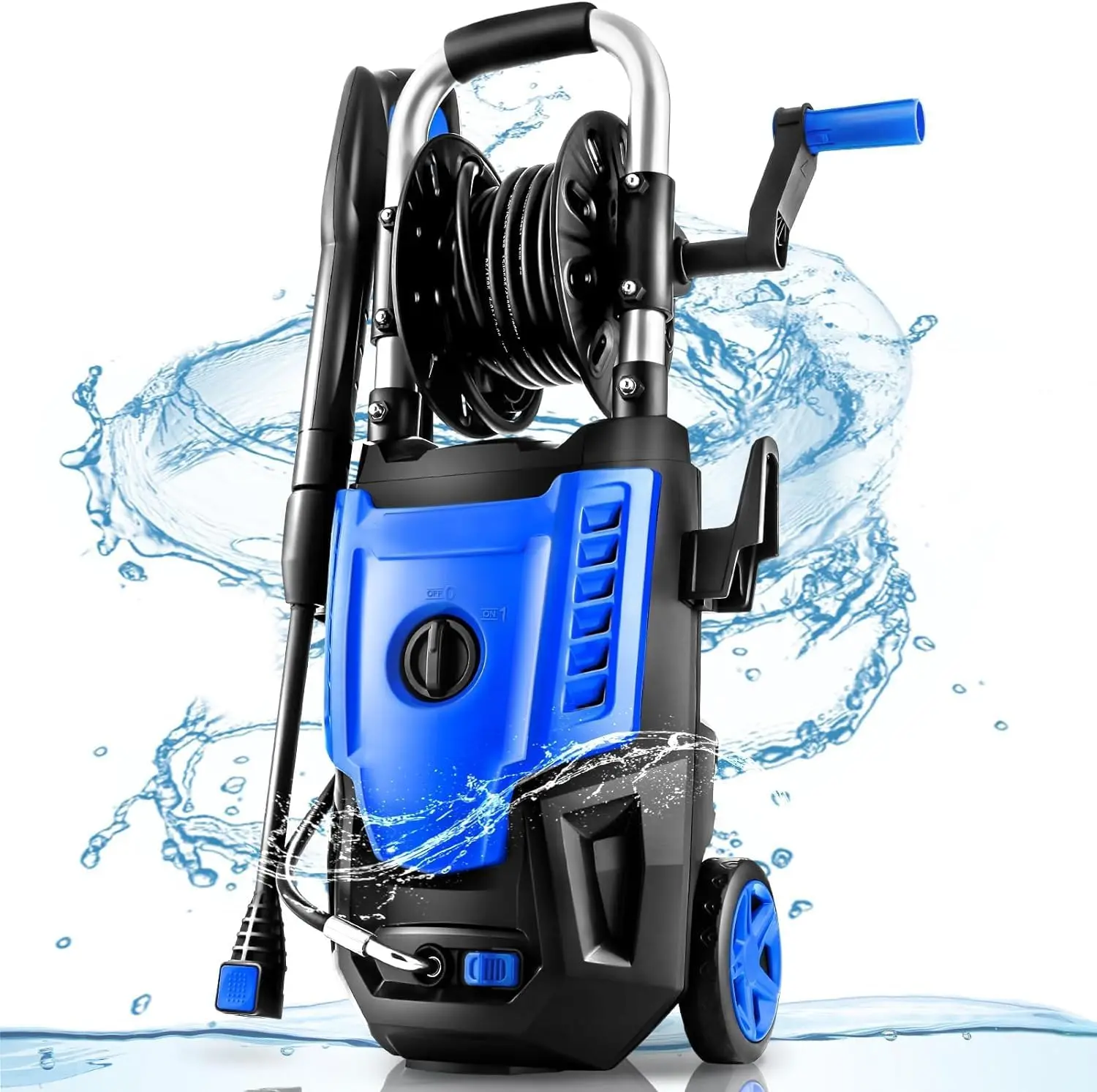 

4200 PSI Electric Pressure Washer- 4.0 GPM High Power Washer with 33FT Hose Reel, 4 Spray Tips and Soap Bottle（Upgraded） (Blue)