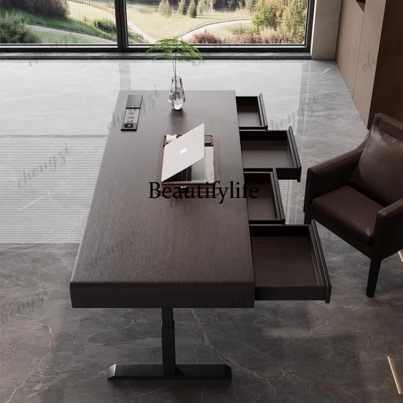 E182   Adjustable Mid-century Luxury Office Desk Design Modern Vintage Wooden Office Desk Fashionable Study Home Furniture