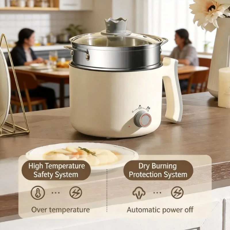 Multifunctional Integrated Small Electric Pot Household Student Dormitory Electric Cooker for Rice Cooking & Stir-frying