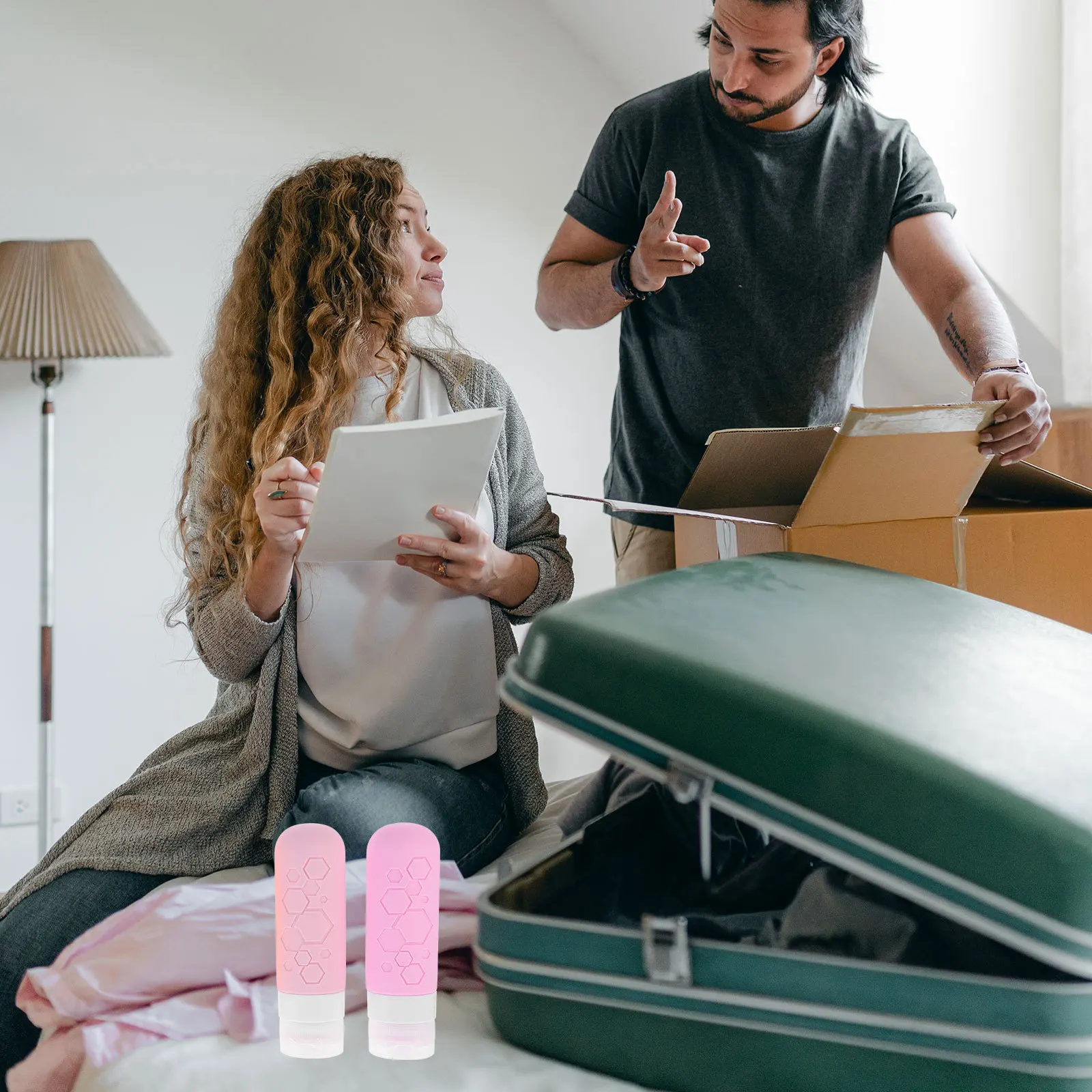 

4Pcs Silicone Travel Bottles Set Leak Proof Refillable Toiletries Containers Portable Travel Size Shampoo Lotion Storage Bag