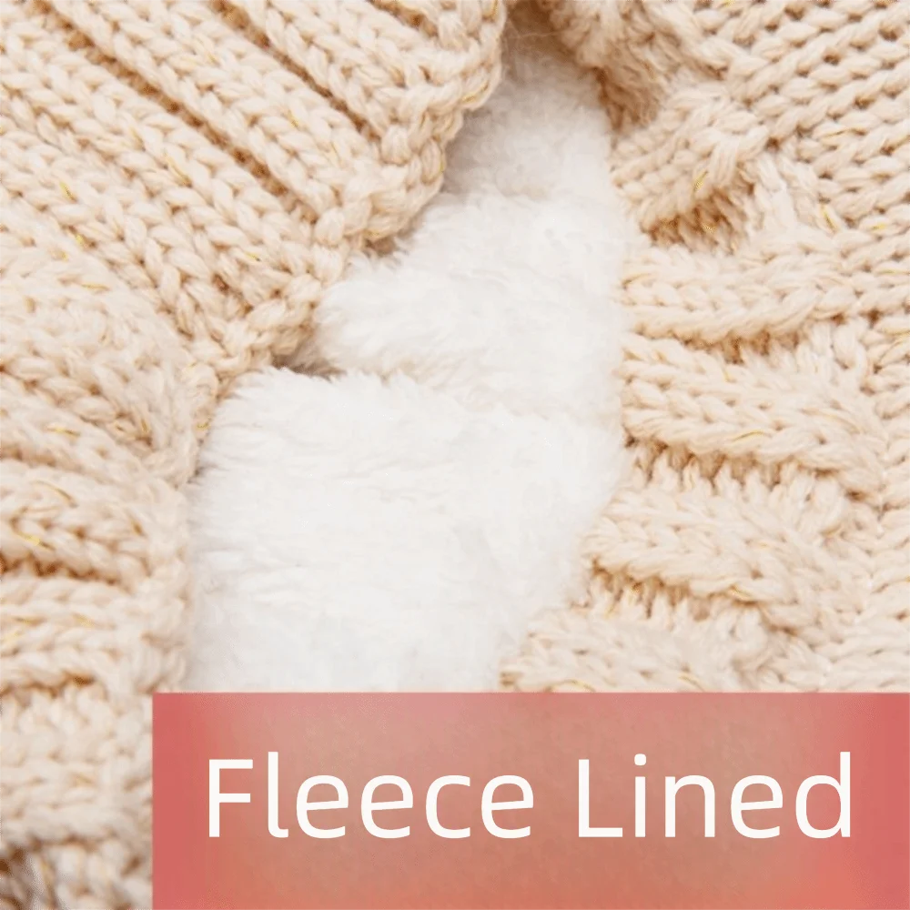 

New Keep Warm Knitted Hat Thickened With Fur Balls Winter Cap Windproof Warm Visor Hat Women