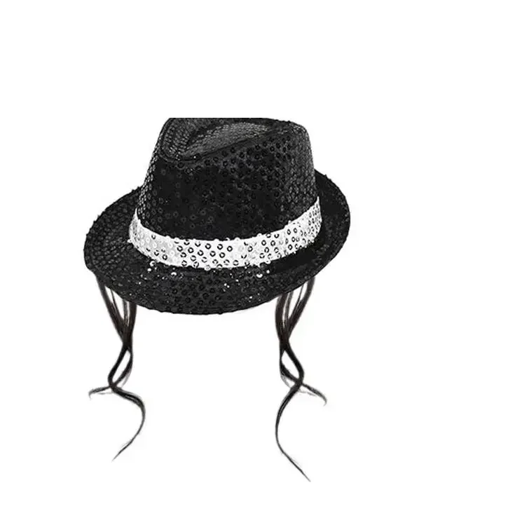 Conjunto de Chapéu, Gravata e Luvas com Lantejoulas para Performance de Palco, Estilo Cosplay Michael Jackson