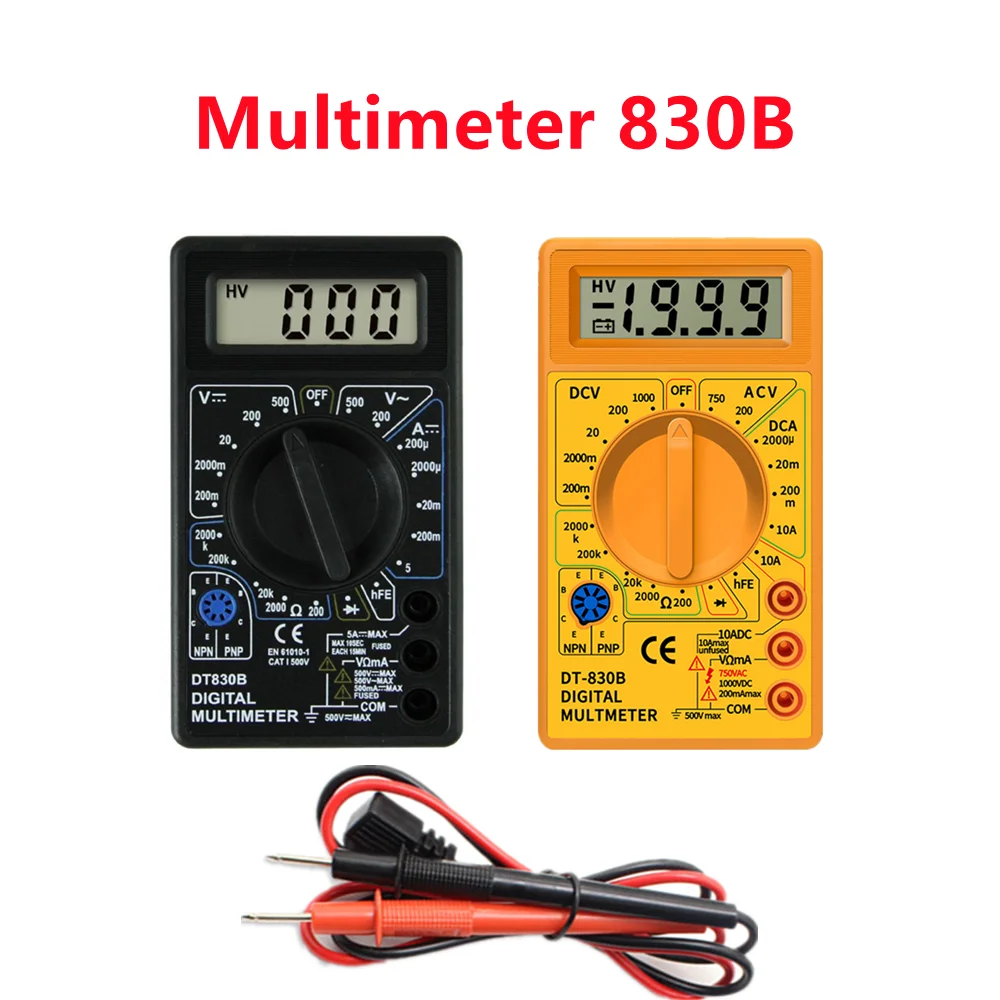 AC/DC 750/1000V DT-830B Multimeter Analysis Instrument 10A Amp Volt Tester LCD Display Auto Range Digital Voltmeter