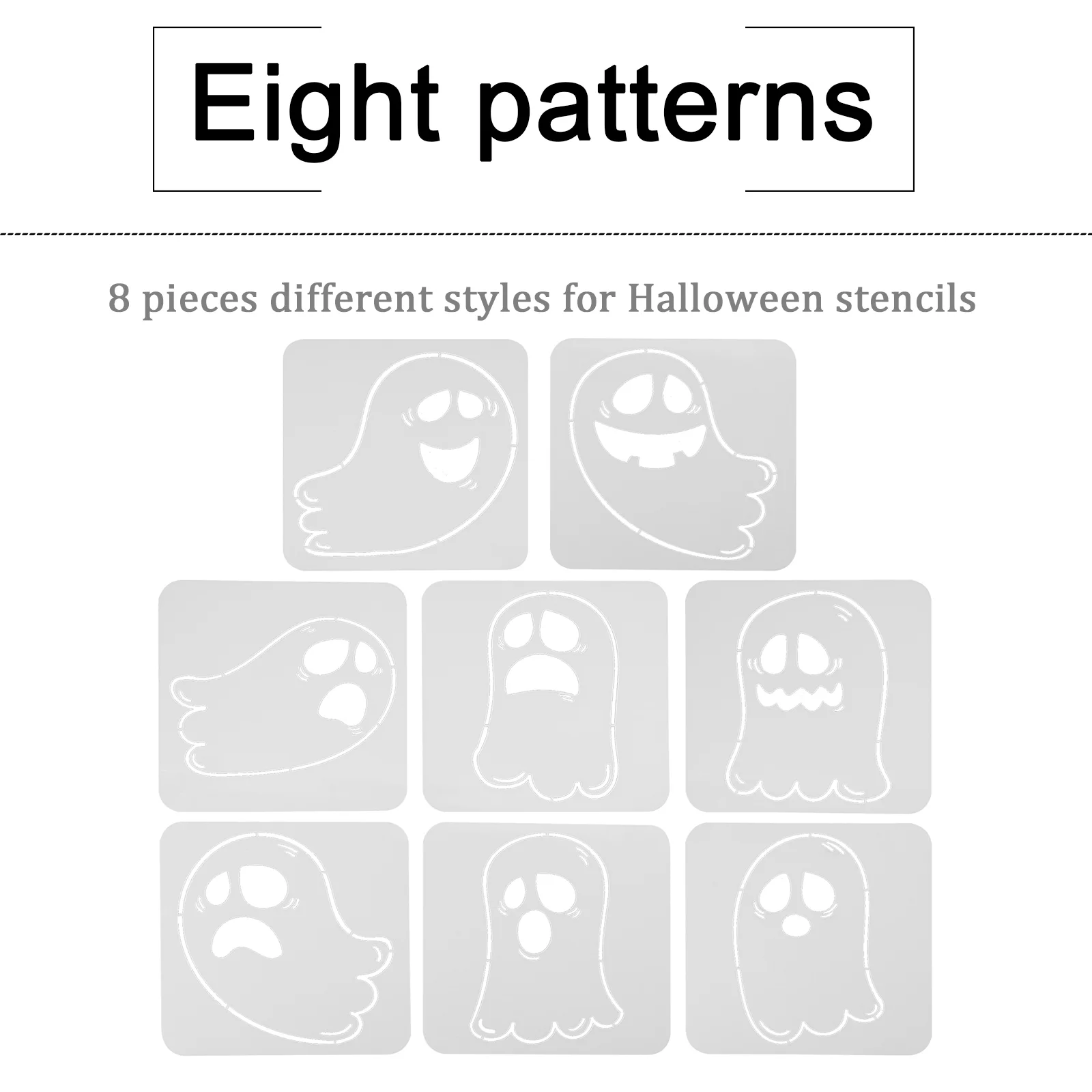 8 Pcs Decor Painting Template Halloween Spraying Stencil Hollow Out White Ghost