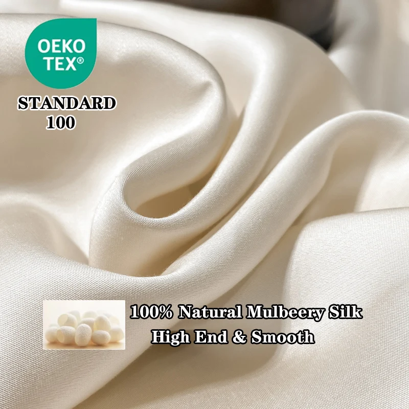 Natural Mulberry Silk Fitted Sheet Luxury 100% Silk Mattress Cover with Elasitc Bands Soft Bed Sheet for Single Queen King Size