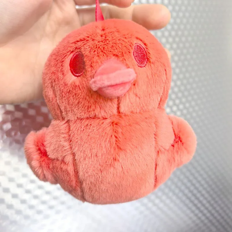 Adorable Round Pink Chick Plush Keychain Cute Fluffy Duckling Stuffed Animal Collectible Figure For Cute Toy Lovers Gift