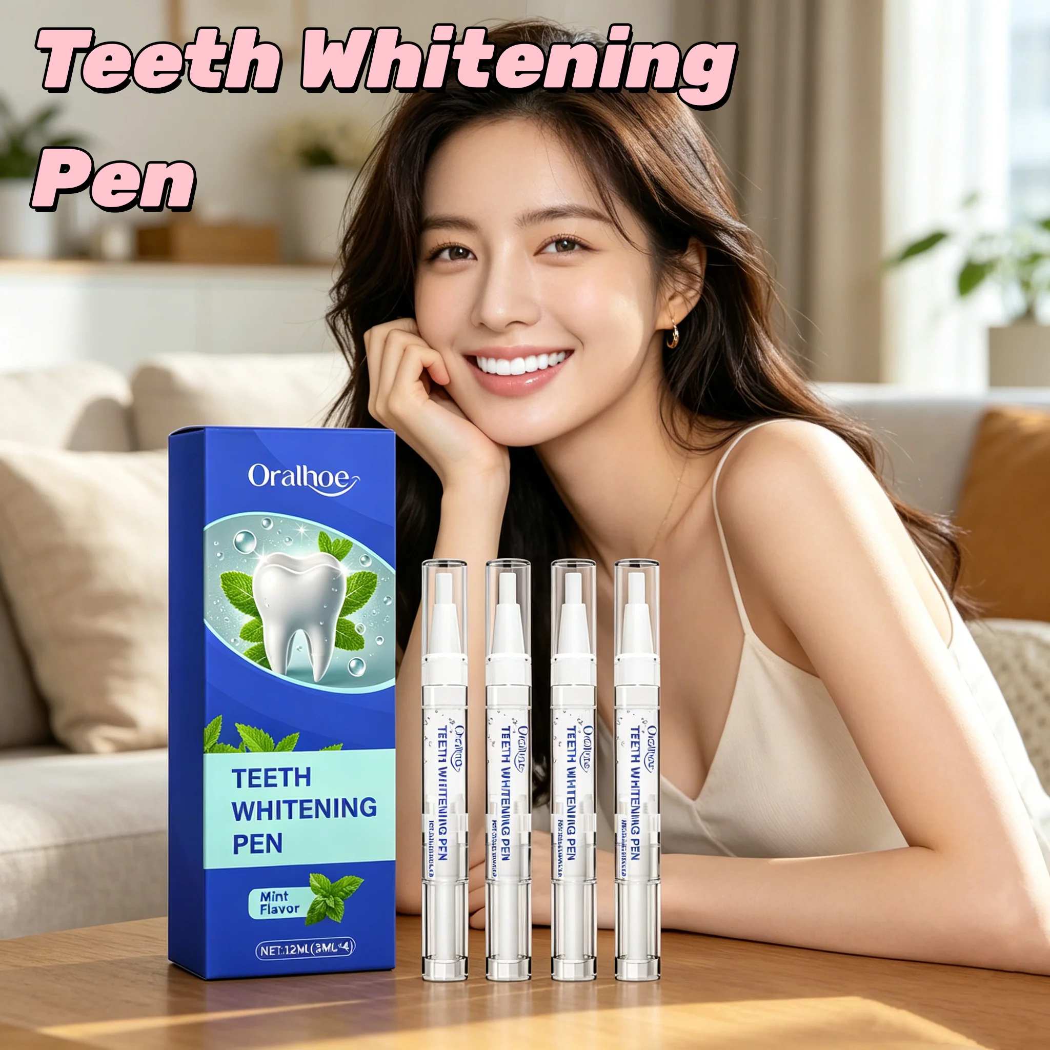 ORALHOE Portable Teeth Whitening Pen Mini Size Easy Apply Coffee Tea Stain Remover Perfect Smile