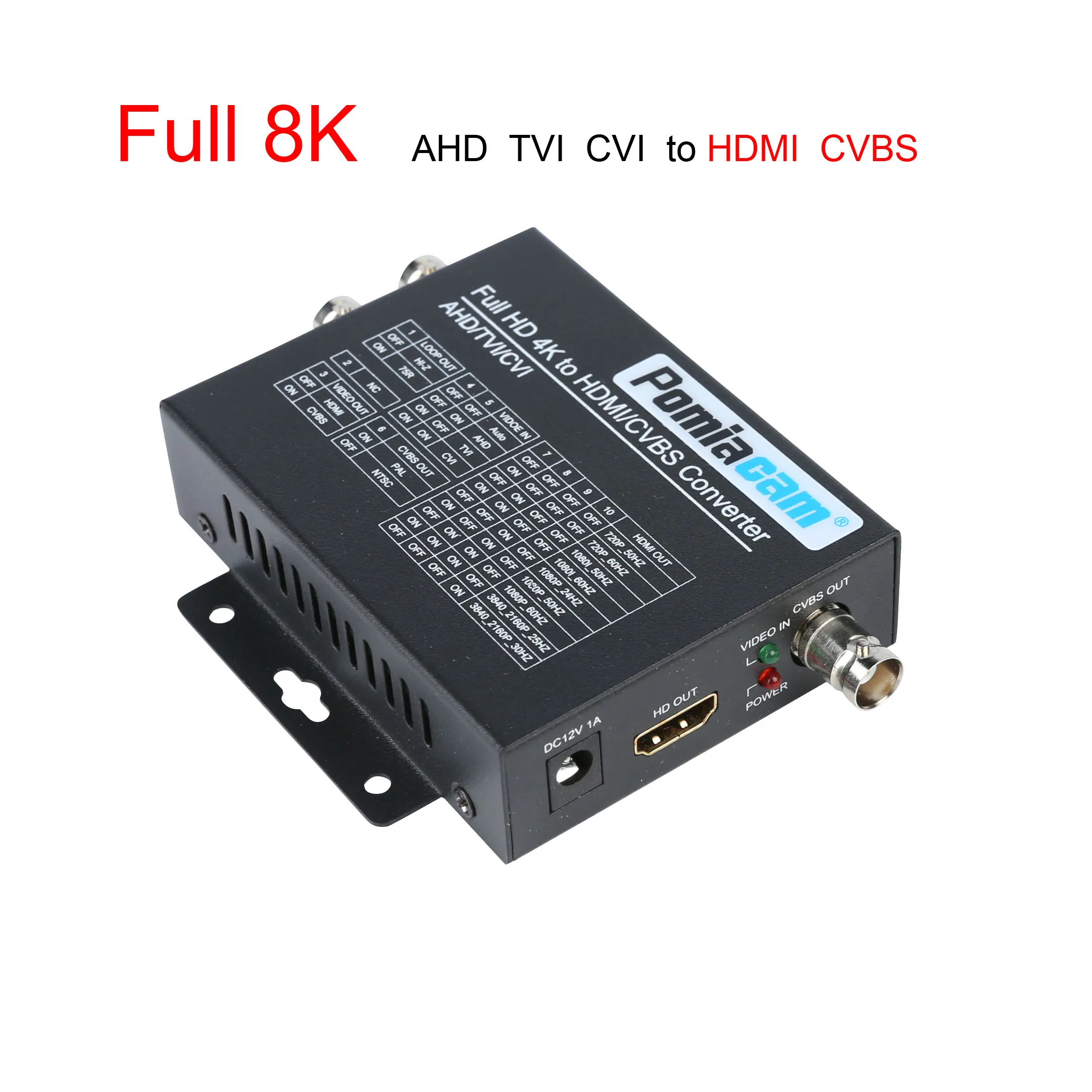 4K 8MP AHD TVI CVI-HDMI CVBS 비디오 신호 변환기, AHD TVI CVI 아날로그 신호, bnc-hdmi