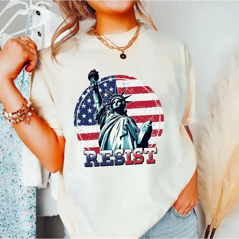Retro Resist T Shirt Statue Of Liberty Women Funny Feminist Activist Political