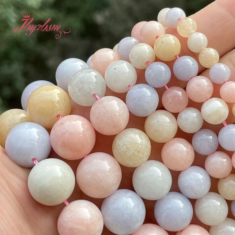 6/8/10/12mm Round Beryl Morgan Jades Smooth Loose Stone Spacer Beads for DIY Accessories Necklace Bracelet Jewelry Making 15\
