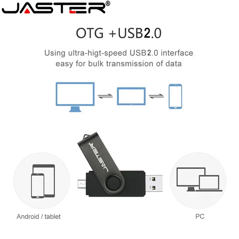 JASTER 3in1 OTG USB 2.0 Flash Drive 64GB Micro Memory Stick 32GB 16GB for Samsung and Computer External Storage 8GB Usb флешка