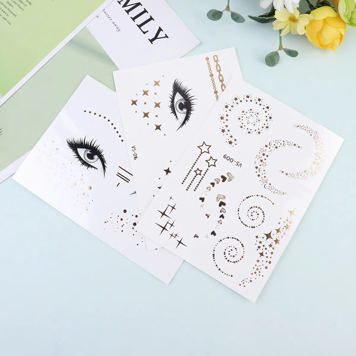 

9pcs Temporary Facial Stickers Safe Eco Friendly Waterproof Face Tattoos Party Supplies Festive Halloween Designs