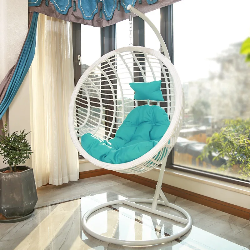 Balcony Hanging Basket Swing Hanging Chair Indoor Rocking Chair Swing Household Hanging Blue Rattan Chair Bird
