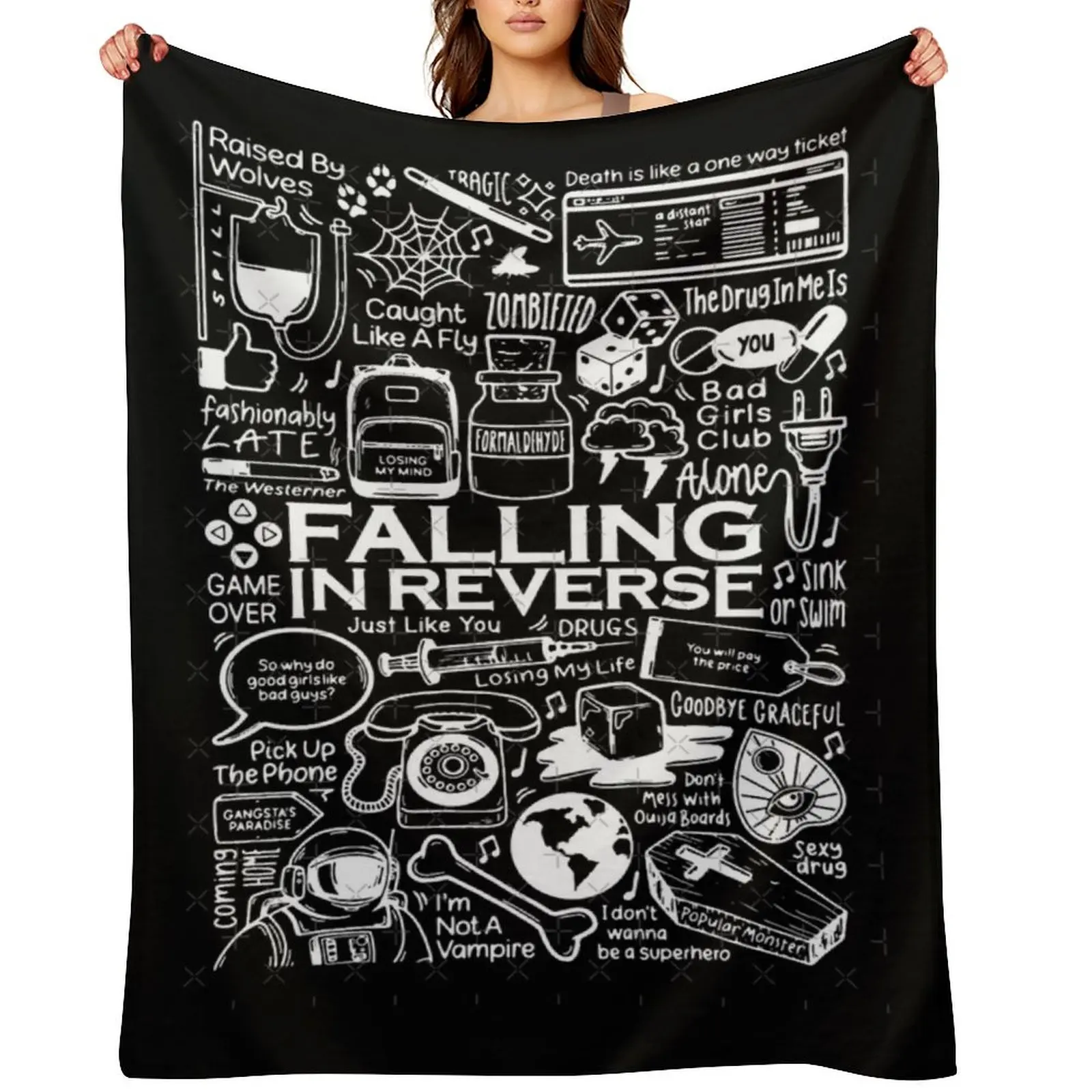 

Falling in Reverse Classic Throw Blanket Plaid Flannel Fabric Tourist Decorative Sofas Blankets