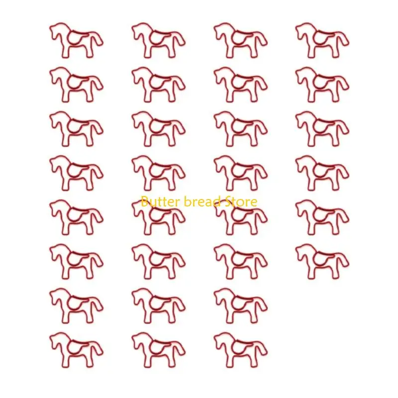 W89C 30Pcs Horse Metal Paper Clip Bookmarks Page Marker Clips for Office School