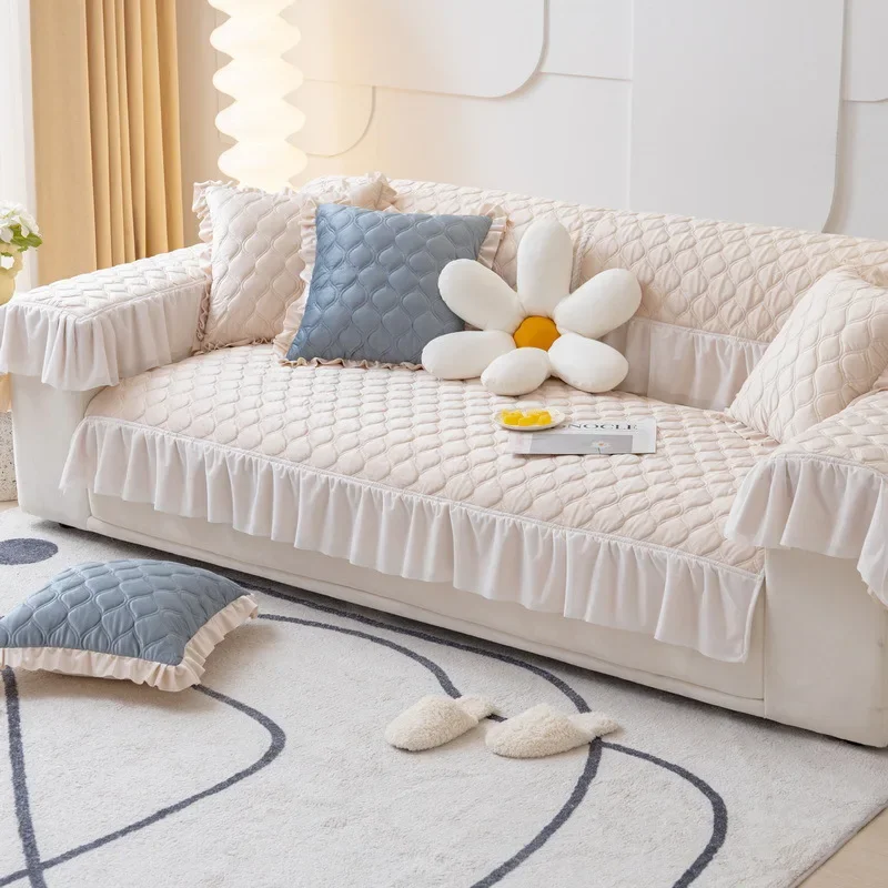 New Plush Sofa Cushion Simple Modern Four Seasons Universal Non-slip Cushion Cover Cloth Towel Winter