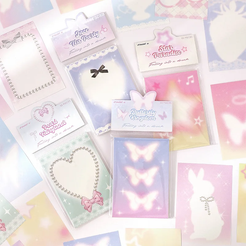 50 Pages Dream Girl Heart Cute Memo Pad Scrapbooking DIY Kawaii Stationery Non Sticky Notes School Diary Message Memo Paper