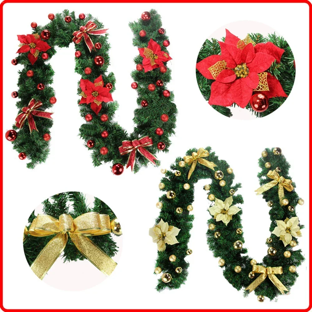 Navidad fruta roja vid 2,7 metros oro rojo flor rosa decoración navideña para el hogar escaleras fuego envolvente tienda exhibición