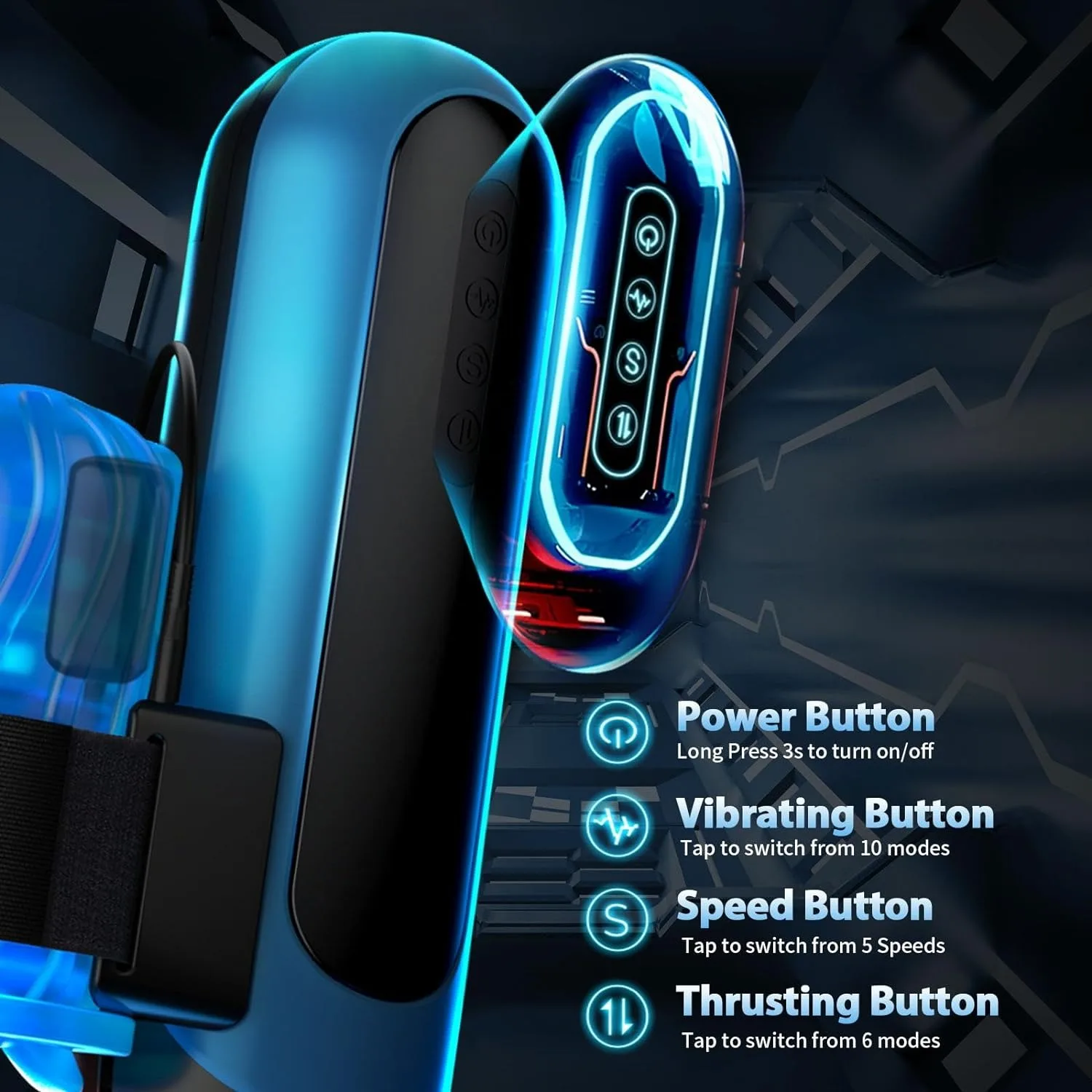 ألعاب الجنس للرجال التلقائي ذكر الاستمناء مضخة القضيب مع 7 مص الدورية لعق وسائط اللسان الرجال جيب كس #5