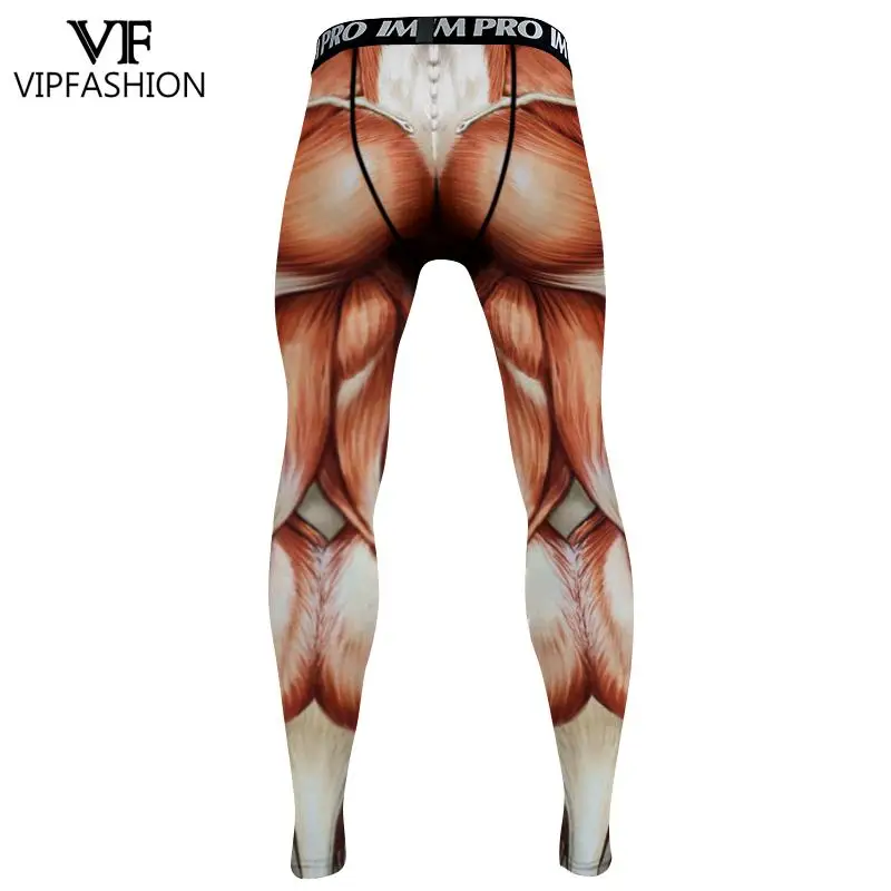 VIP FASHION Compression Tights Men Muscle Print Pants Running Workout Fitness Trousers Bodybuilding Jogging Cosplay Clothing