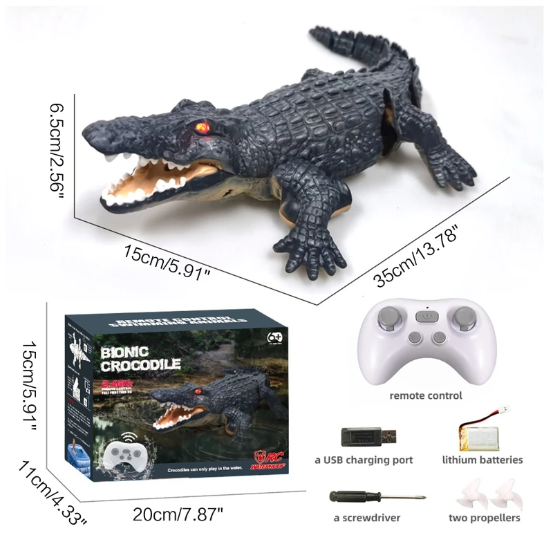 Fine Remote Control Boat Alligator Head Boat Crocodile Robot Toys Swim Freely Specifically for Age 5-12 Under Water Boat P31B