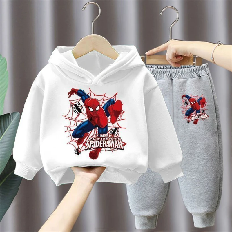 Spring Autumn New Children\'s Clothing Sets Disney Boys Hooded Sweatshirt and Sweatpants 2pcs Spiderman Kids Tracksuit