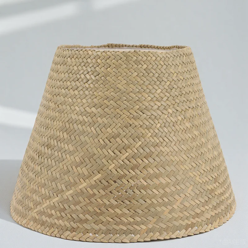

Hand-Woven Seagrass Lamp Shade Vintage Wicker Light Cover Braided Lampshade For Bedroom Living Room Floor Table Light Woven
