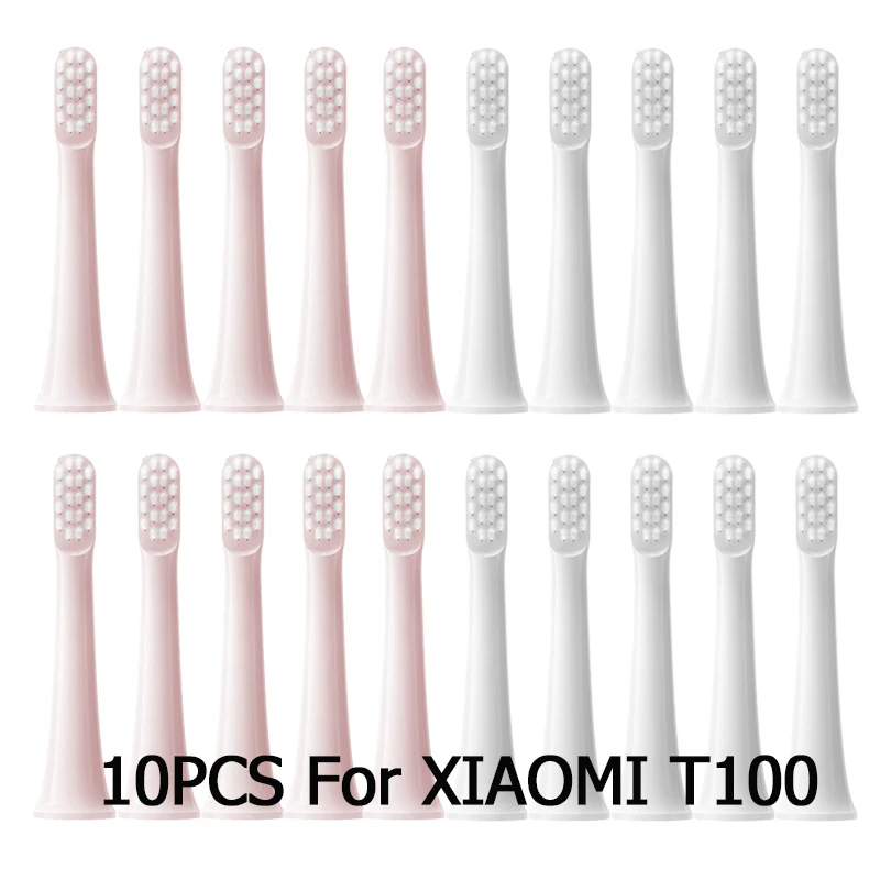 10PCS Replaceable Brush Heads for XIAOMI T100 Sonic Electric Toothbrush Soft DuPont Caps Bristle Brush Vacuum Package Nozzles