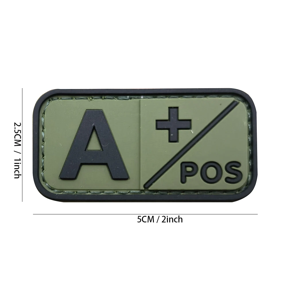 Oliver Green 3D Rubber Clothing Label Applique Blood Type Patch A B O AB POS NEG Blood Type Patch Stick On Bag Hat Military Suit