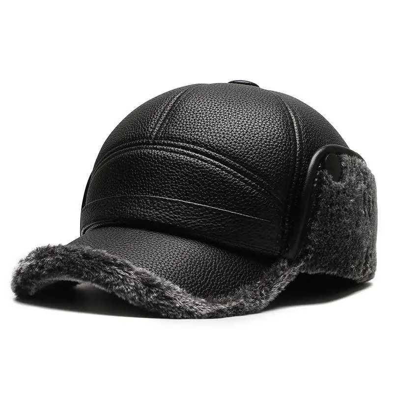 Autumn and winter middle-aged ear protective hat with wool thickened cold cap men's cap winter outdoor cold cap