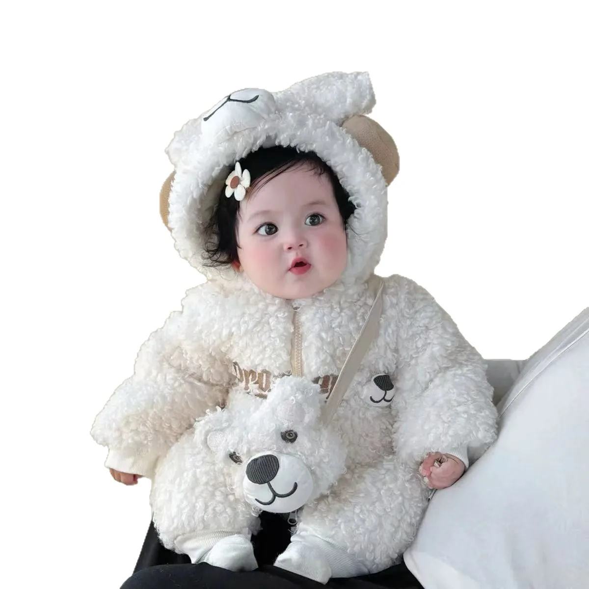 ملابس شتوية للأطفال الأولاد والبنات من IYEAL، بدلة أطفال لطيفة للغاية، ملابس خارجية شتوية سميكة، ملابس خارجية من الصوف اللطيف والدافئ