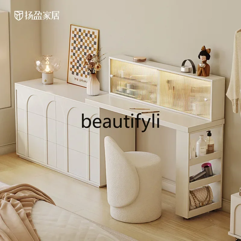 178CC French cream style six-chest cabinet integrated dresser retractable bedside locker