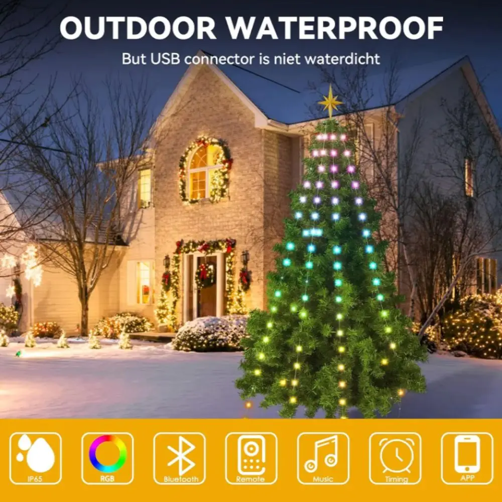 400 LED Smart Christmas Tree Lights Timer Function APP Control LED String Lights Star Topper Music Sync DIY Pattern Lights