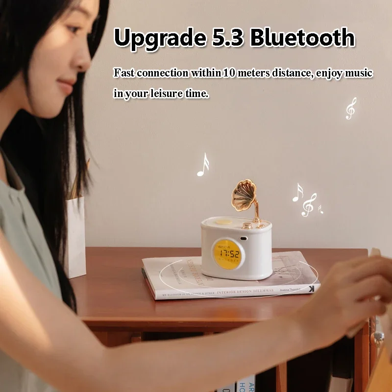 Mini Vintage Clock Bluetooth Speaker Wireless MinHifi Sound Music Box Classic Retro Music Player Support Alarm Clock TF Card AUX