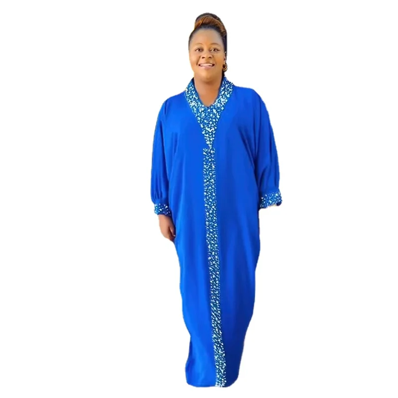 New Arrival africa clothing The rayon fabric plus size elegant dress The rayon fabric Rhinestones and beads african dresses